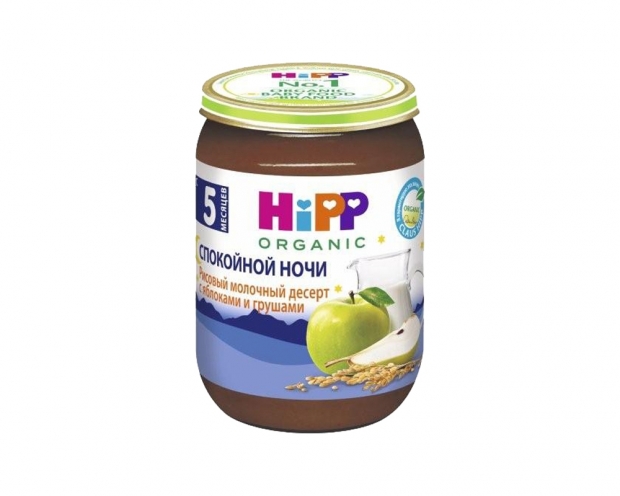 Десерт молочный Hipp «Спокойной ночи» пшеничный с яблоками и грушами